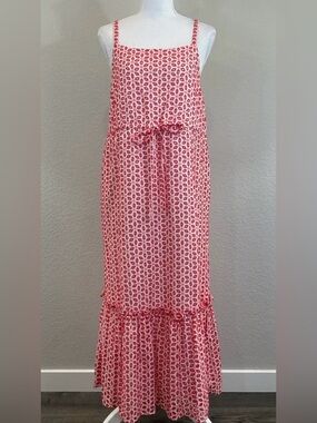 Cremieux S Pink and White Printed Maxi Dress